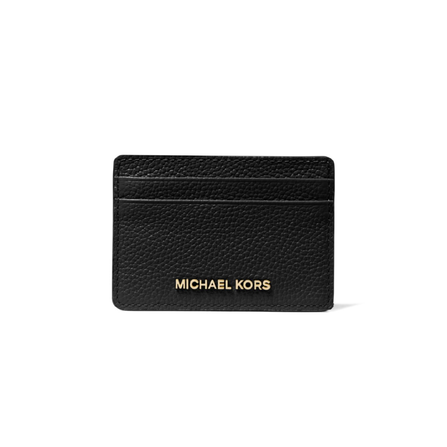 Pebbled Leather Card Case - Black