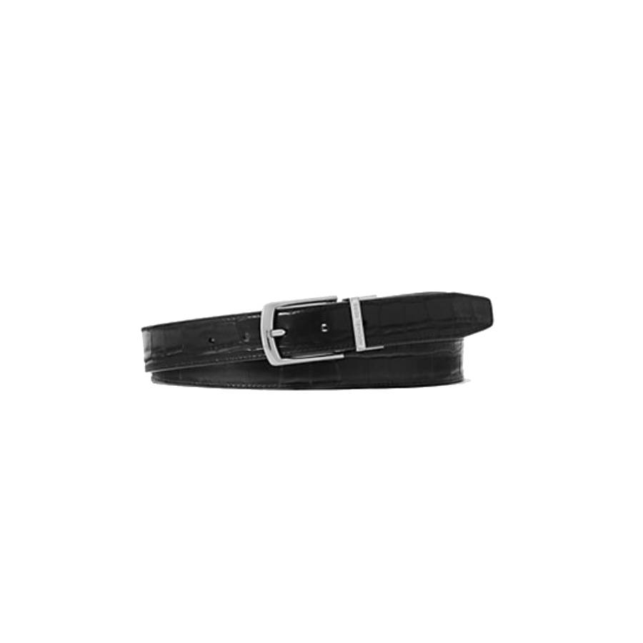 Reversible Leather and Snake Embossed Belt - Black