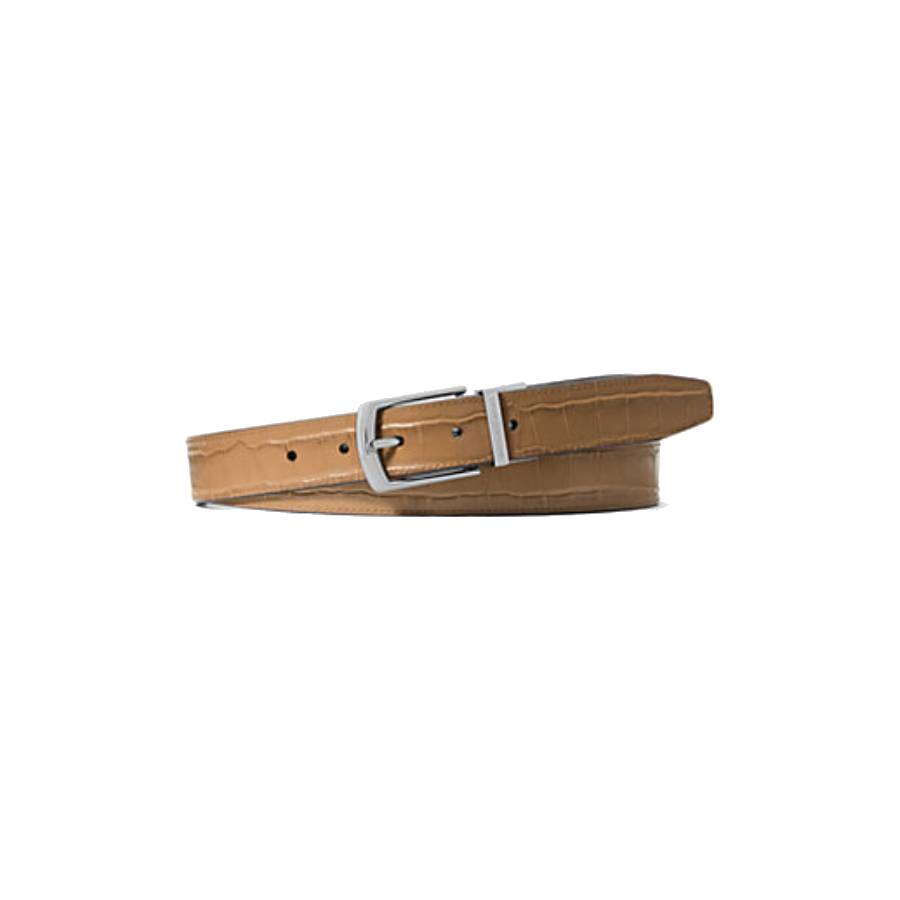 Reversible Leather and Snake Embossed Belt - Husk