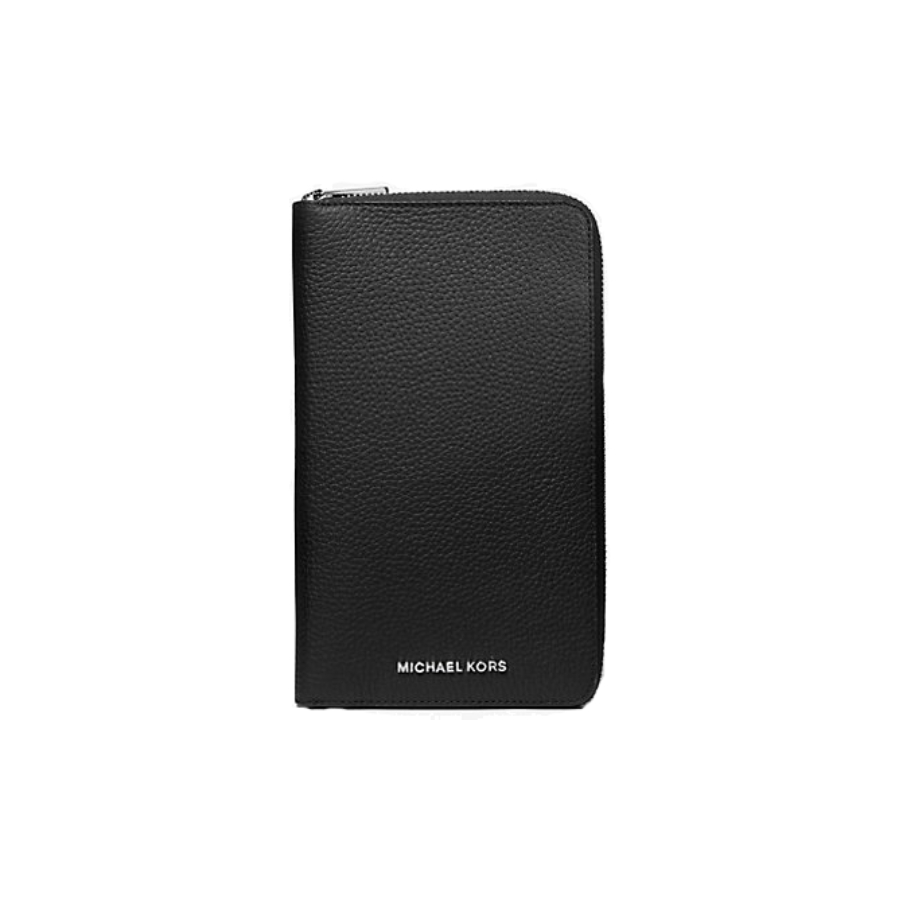 Hudson Pebbled Leather Travel Wallet - Black