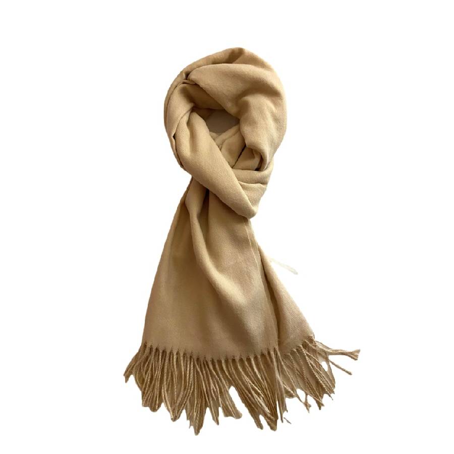 Cashmere Wool Scarf - Tan