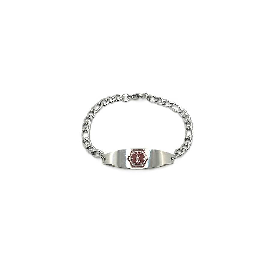 Bracelet médical en acier inoxydable - 6mm - Rouge