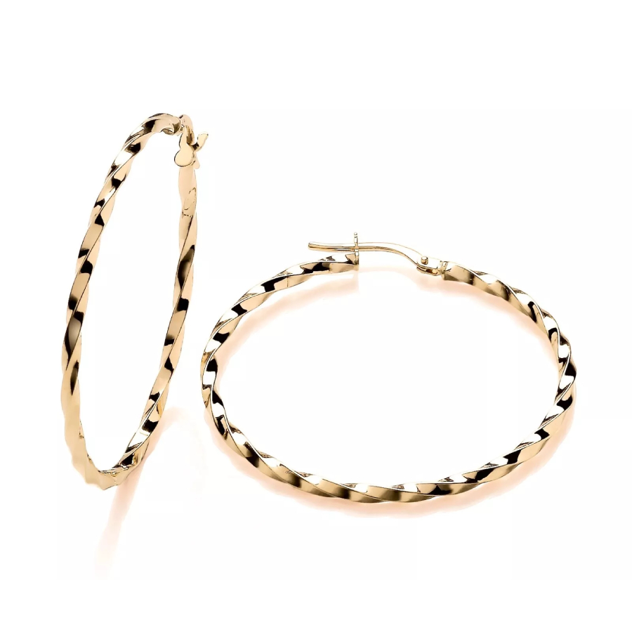 Stainless Steel Twist Hoop Earrings - Gold - 5.3mm