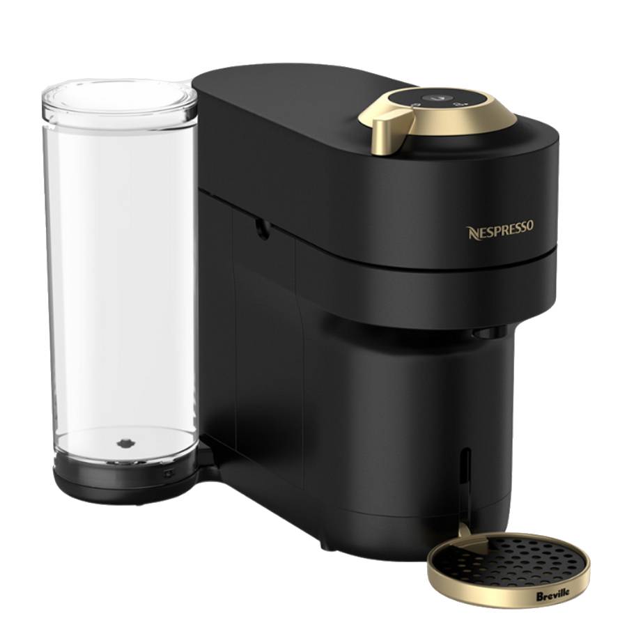 Machine à café expresso Vertuo Pop+ Deluxe de Breville - Noir mat et or