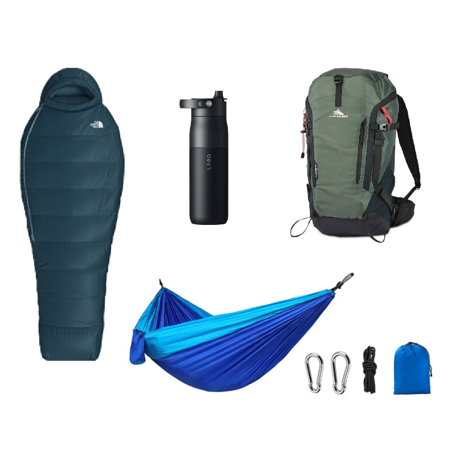 Sleeping Bag , Hammock,  Backpack, and Filter Water Bottle Set