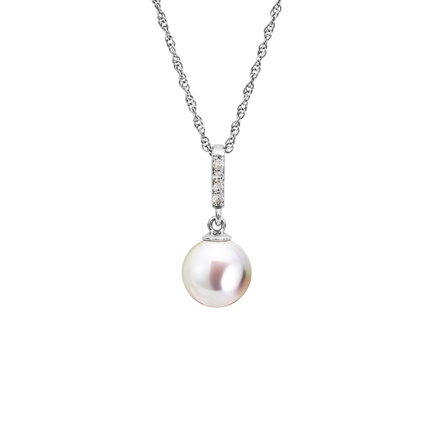 Collier à perle et barre - Blanc - 18 po
