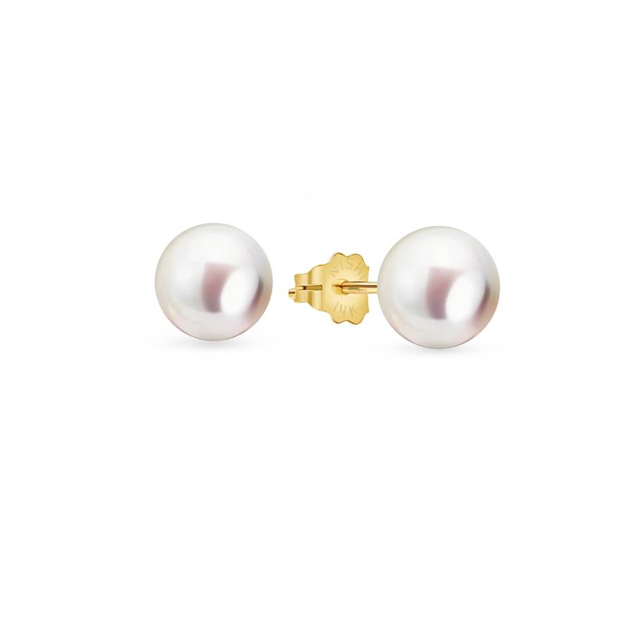 14kt Gold Midi Stud Earrings - White