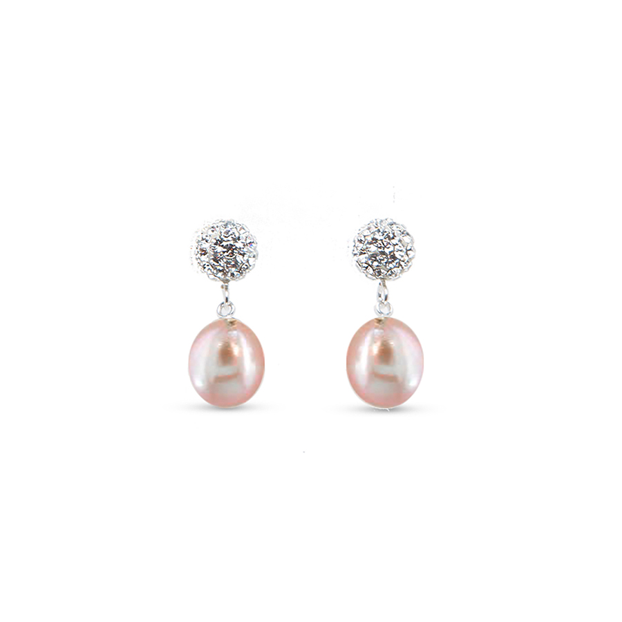 Crystal Bead Earrings - Natural Pink