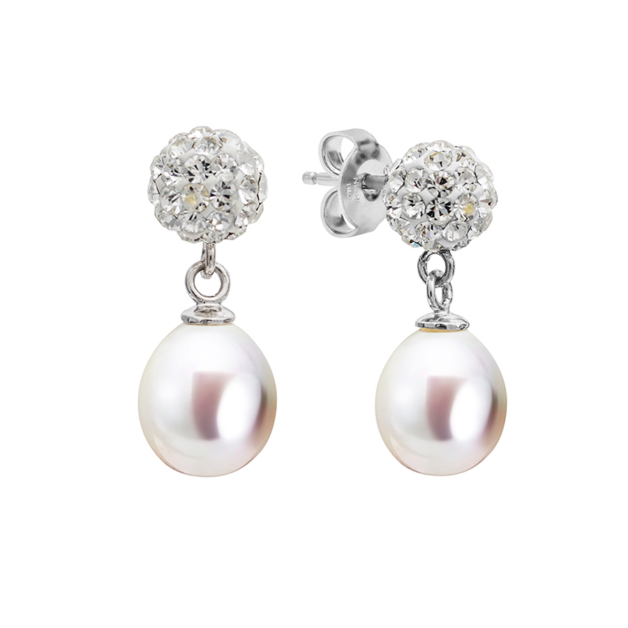 Crystal Bead Earrings - White