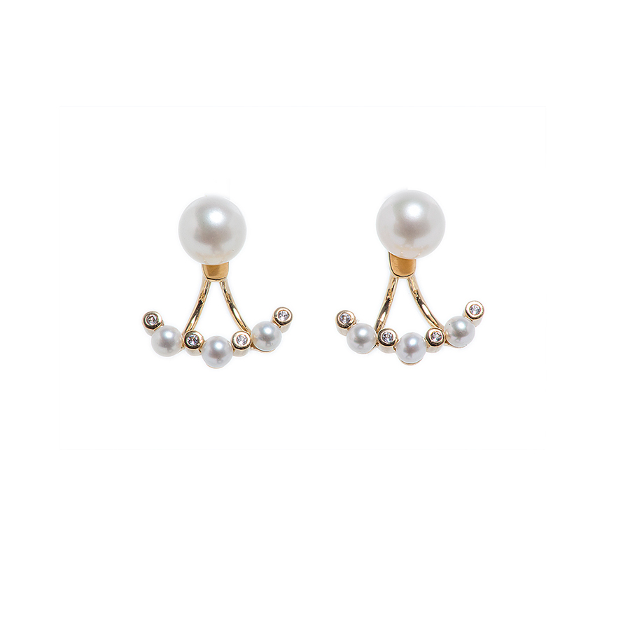 Boucles d'oreilles balanciers dorées à perles