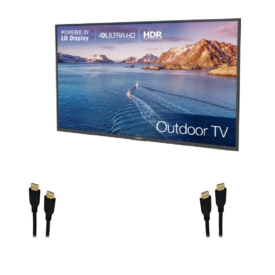 65 in Neptune Shade Series Outdoor TV, Tilt Mount with 2 HDMI Cables