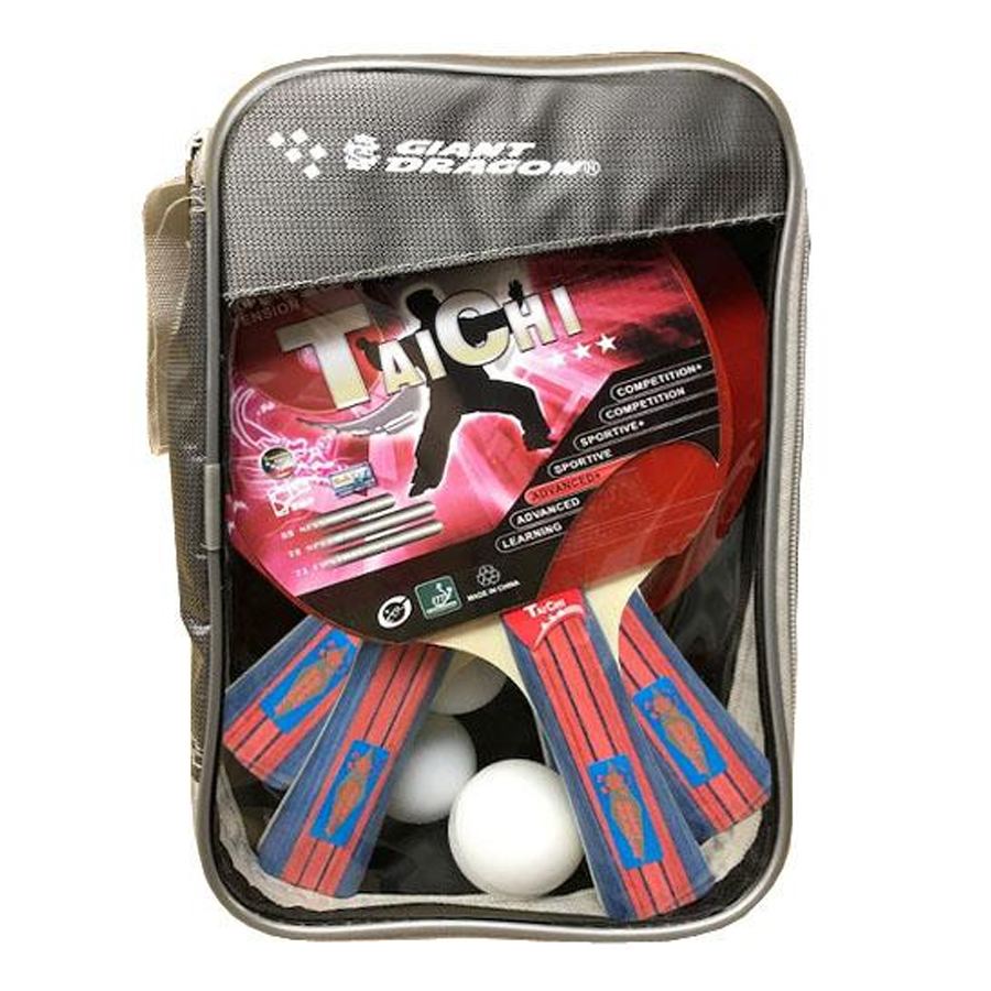 Taichi Ping Pong 4 Paddle Set with 3 Balls & Case