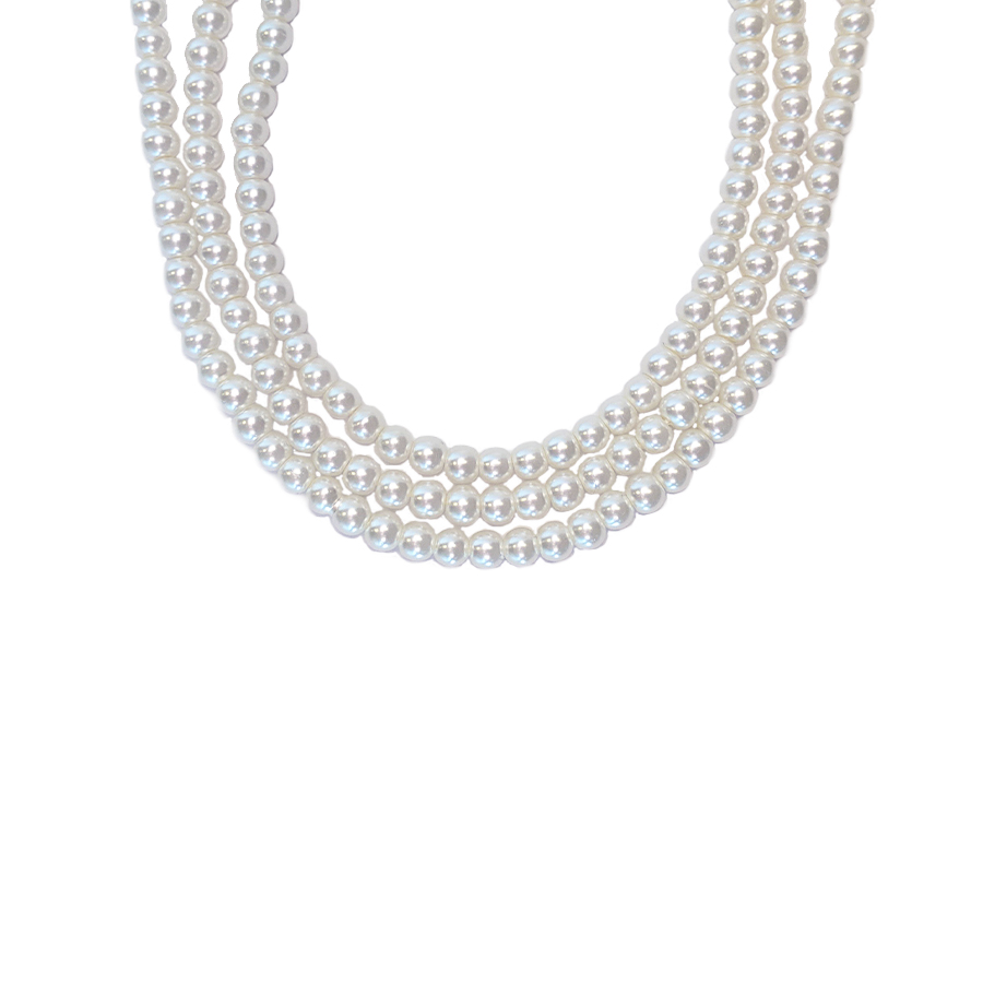 Collier de perles en ruban - Blanc - 40,6cm