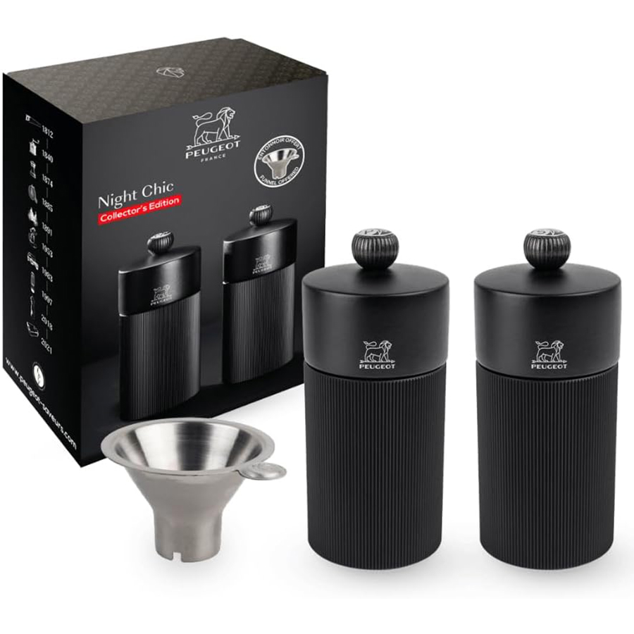 Duo de moulins à sel et à poivre manuels Night Chic - Coffret cadeau - Noir mat