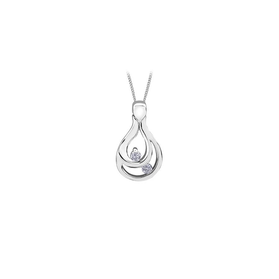Pendentif en or blanc 10K avec diamant (0,05 CT T. W.) - Argent