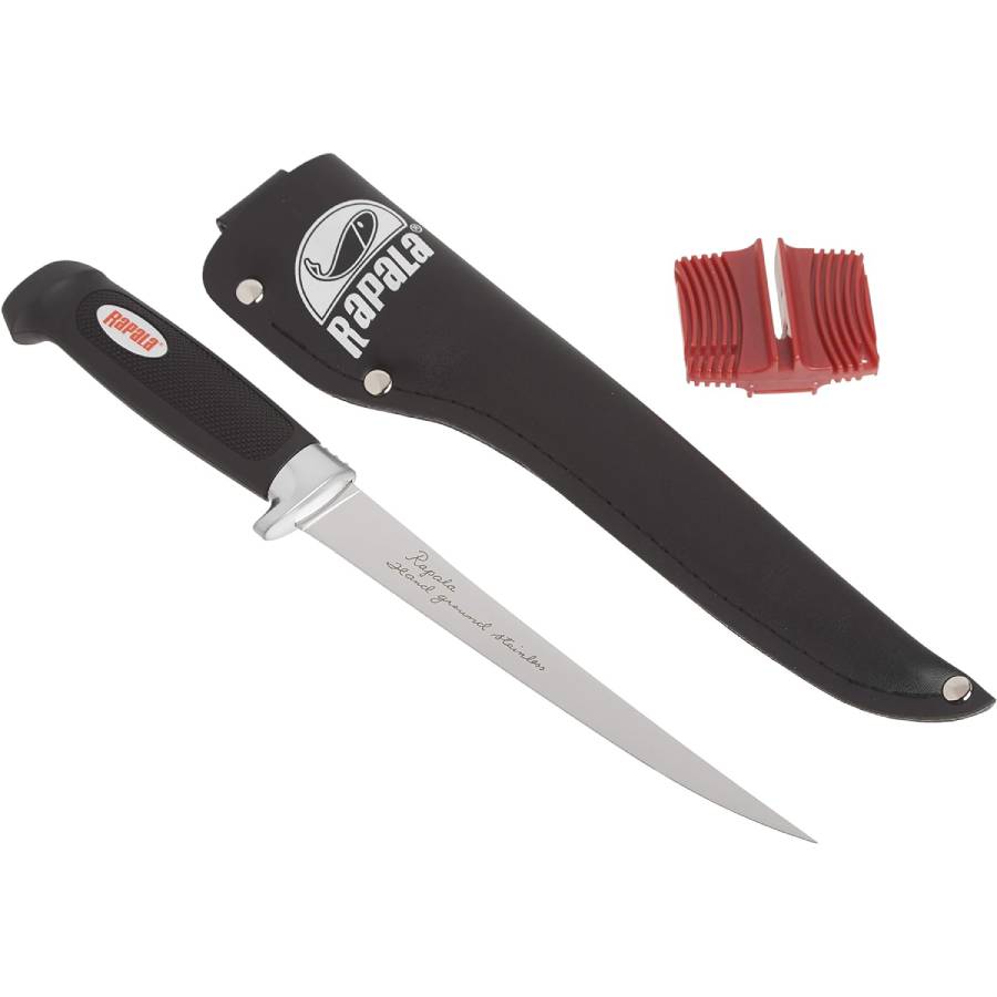 Soft Grip Fillet Knife with Sharpener - 7 inch