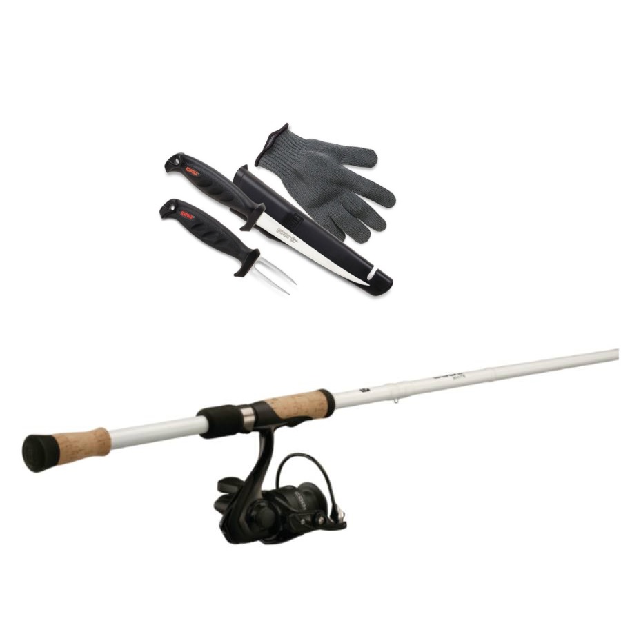 13 fishing code white spinning combo Noise Ice Fishing Durable aluminum handle with EVA handle knob 13 Fishing Void Spin Combo,