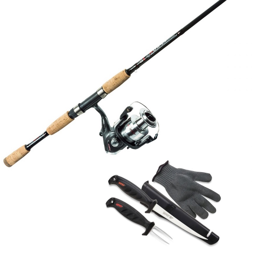 Husky Fishing Rod and Reel Spinning with Fisherman's Fillet Combo