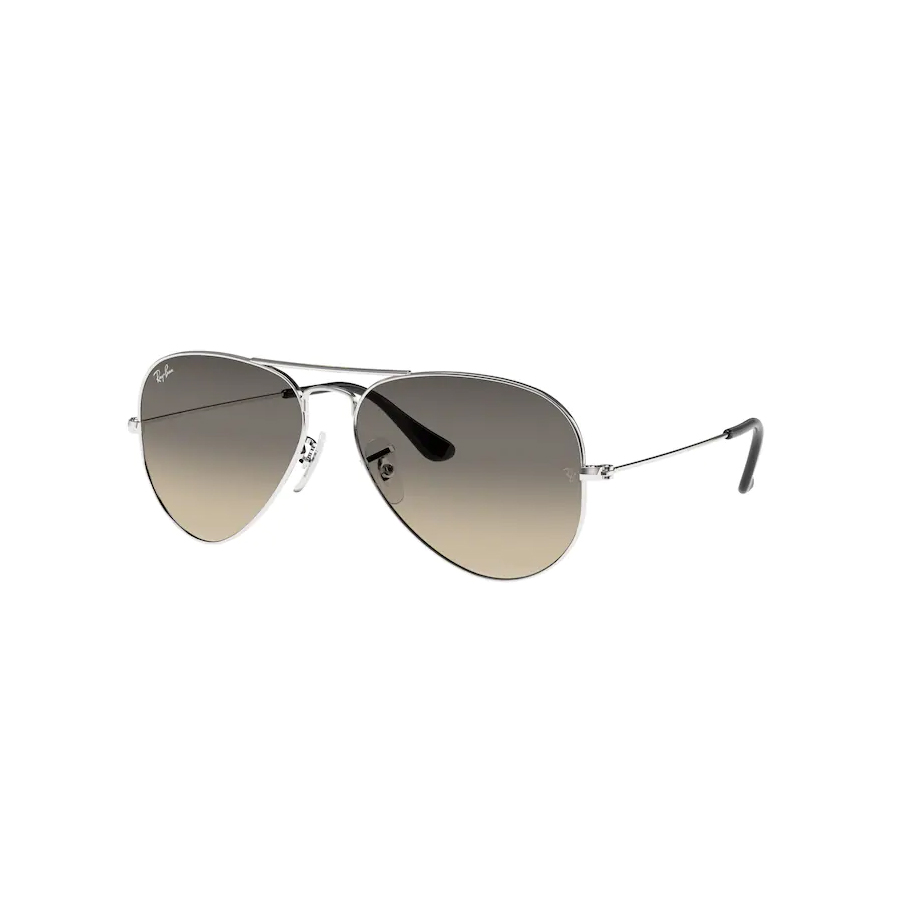 Aviator Classic Sunglasses - Unisex - Silver / Light Gradient Grey
