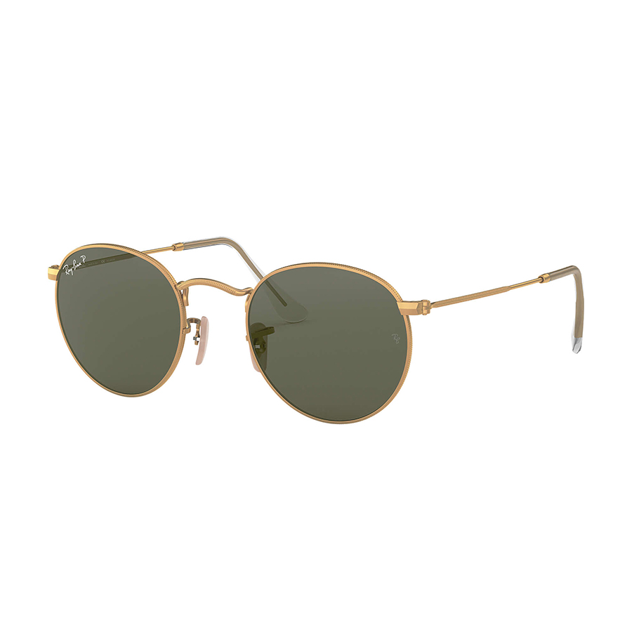 Round Metal Polarized Sunglasses - Unisex - Matte Gold 