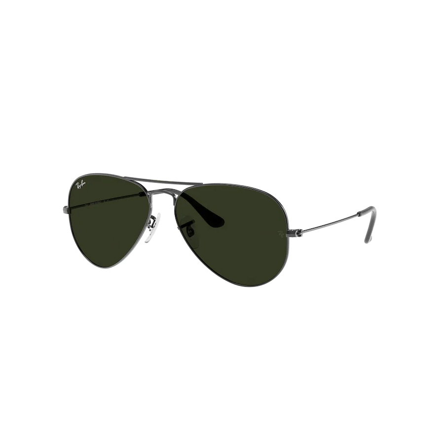 Aviator Classic Sunglasses - Unisex - Gunmetal / Green