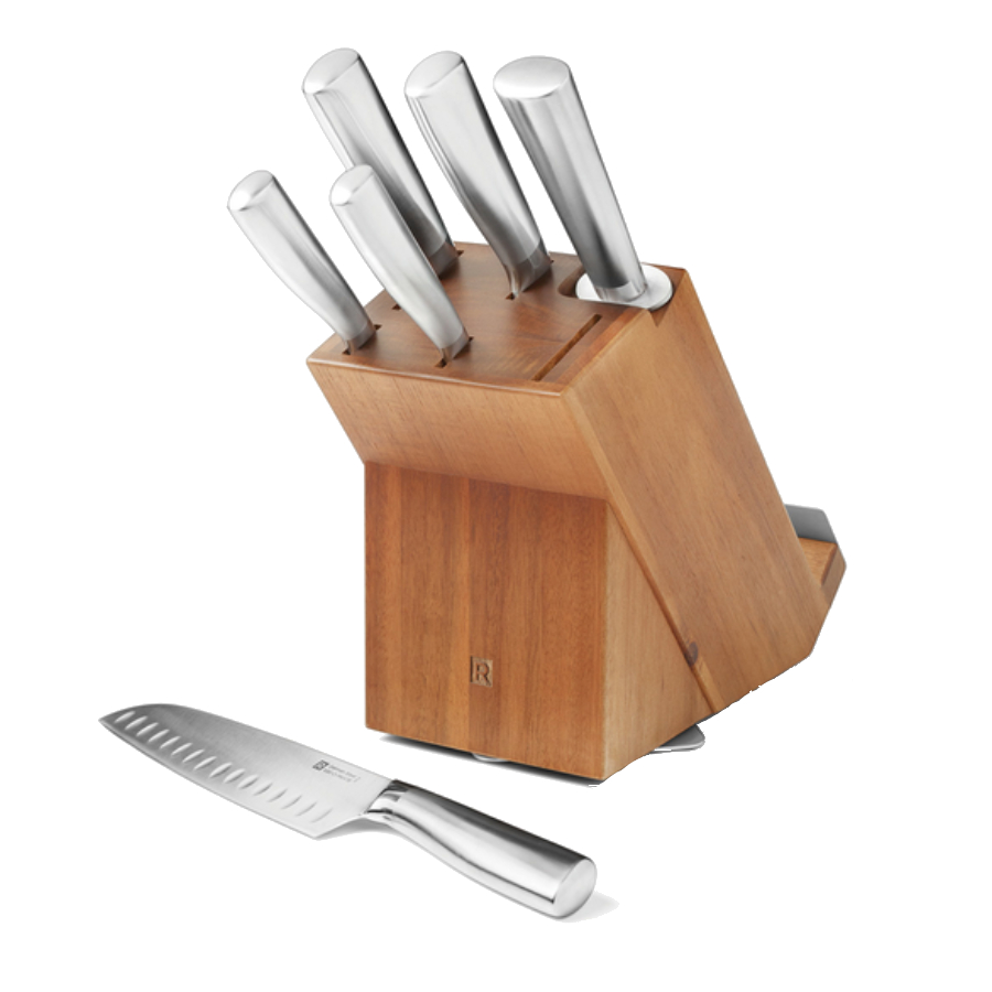 Rotating Knife Block Set in Acacia Wood - 8 Piece