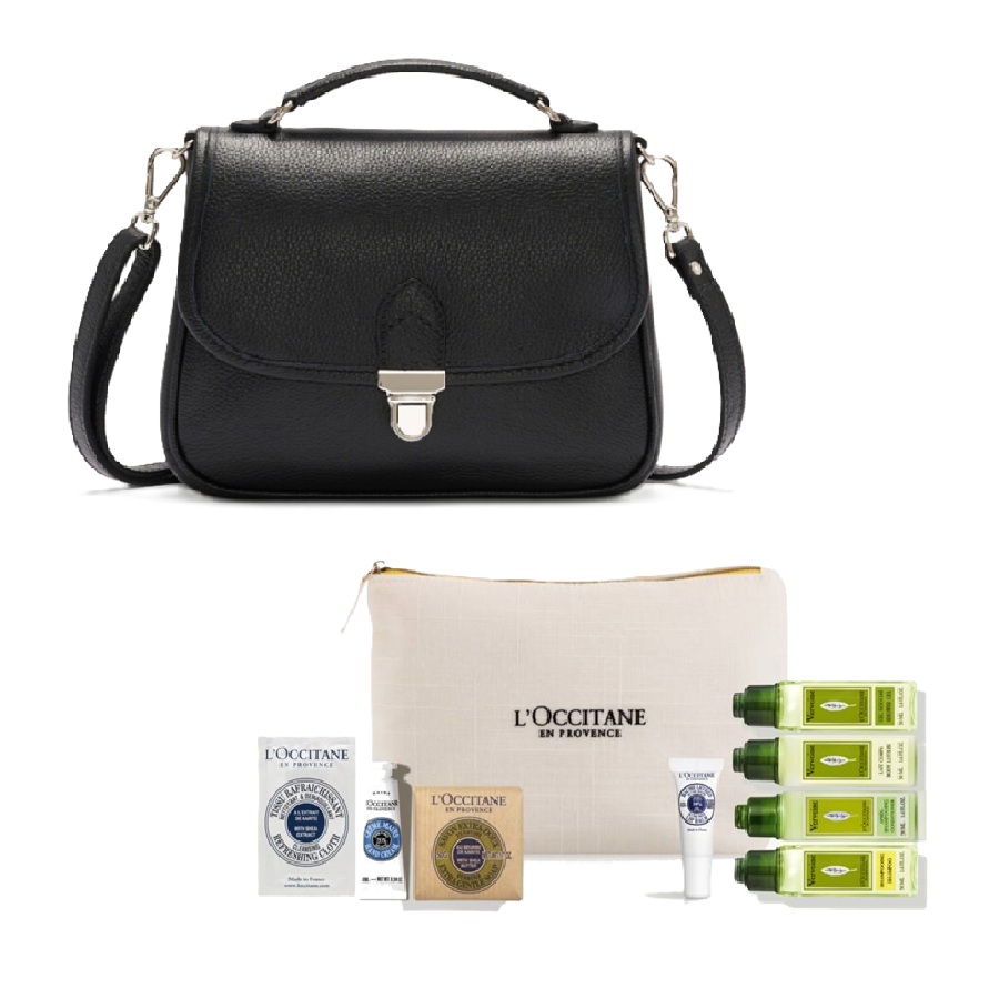 Audrey Bag Cervino Leather with Verbena Travel Kit Set