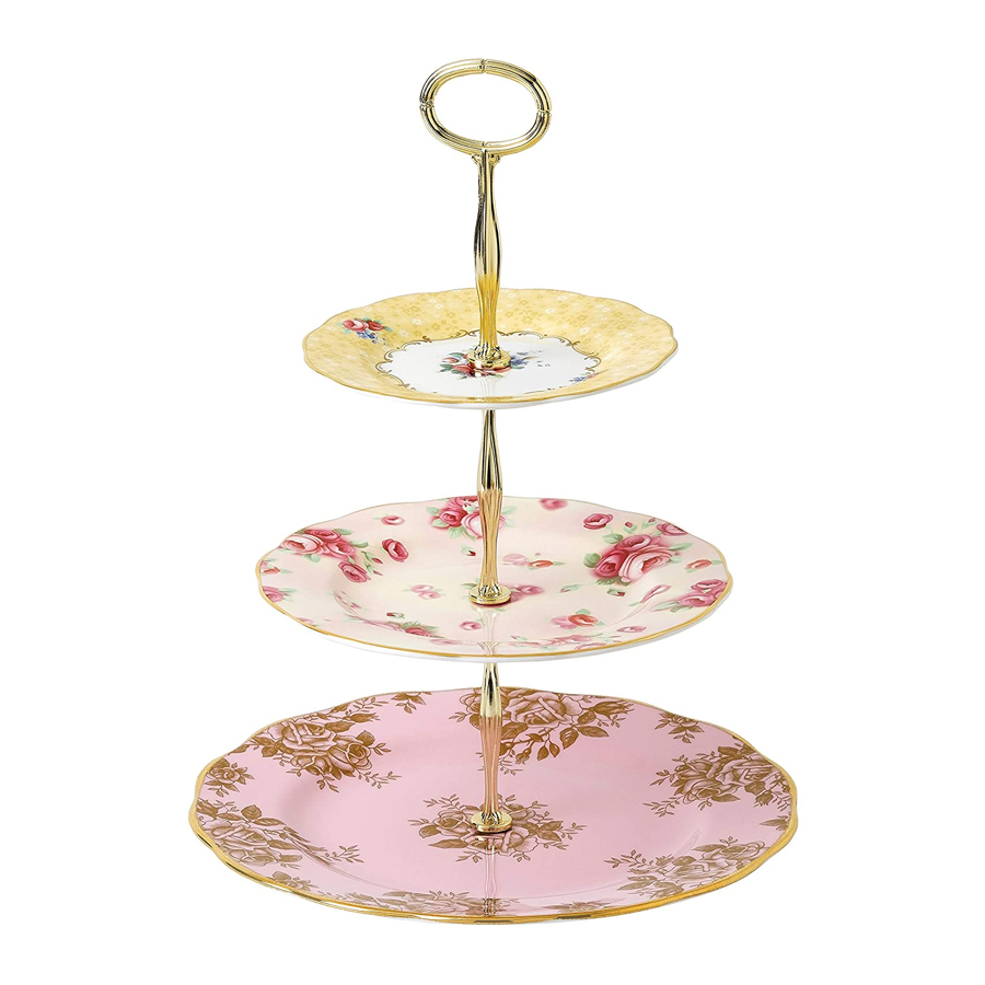 Présentoir à gâteaux à 3 étages 100 Years - Bouquet, Rose Blush & Golden Rose