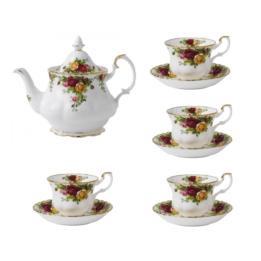 Théière avec 4 Tasses à thé et sous-tasses