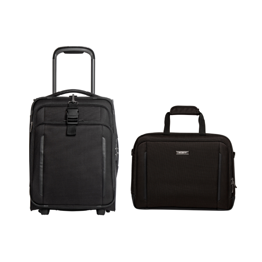 Upright Carry-on with Business Tote - Black
