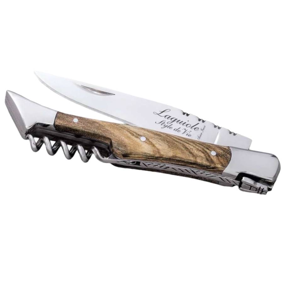 Laguiole Luxury Line Pocket Knife with Corksrew - Olive Wood