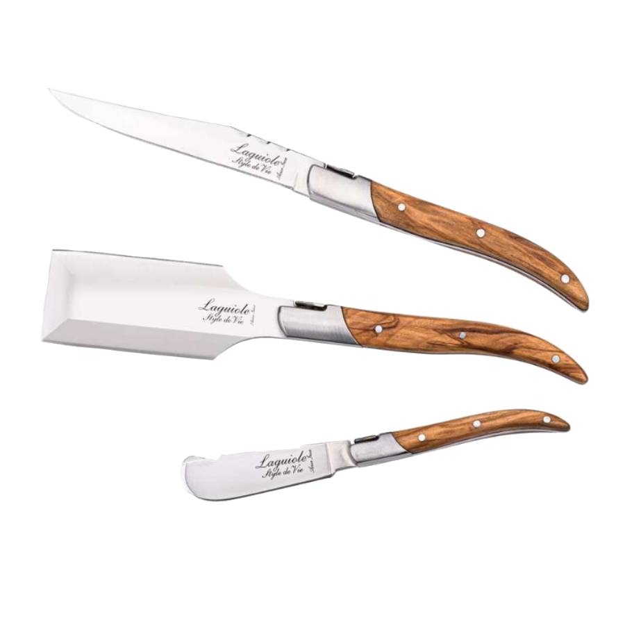 Laguiole Luxury Line Charcuterie Set - Olive Wood - 3pcs