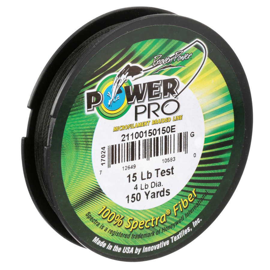 15 lb test braided fishing line Vicious Standard Green PowerPro Braided Spectra Fiber Line is not affected by saltwater Optic Orange 8X- No Fade