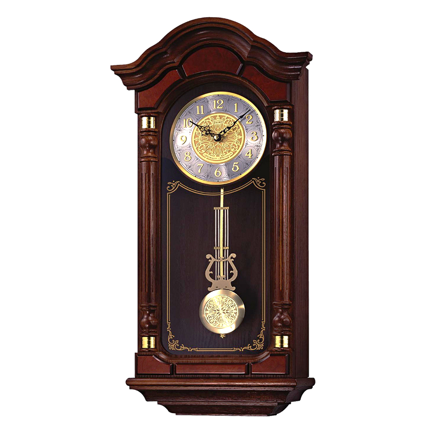 Wall clock with solid oak case