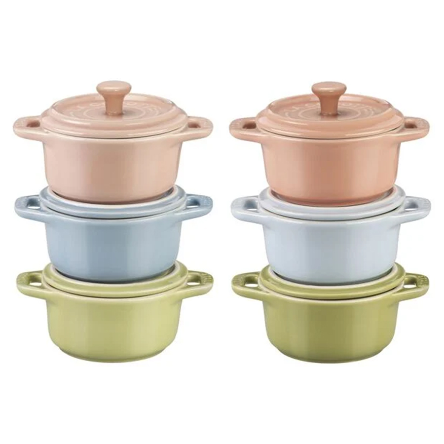 Set de mini-cocottes 6 pièces en céramique - Macaron