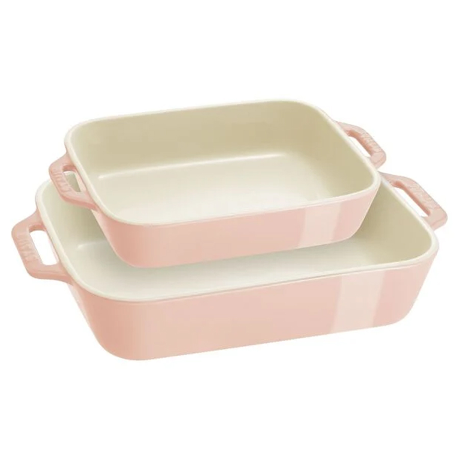 Plat à gratin deux pièces en céramique - Rose