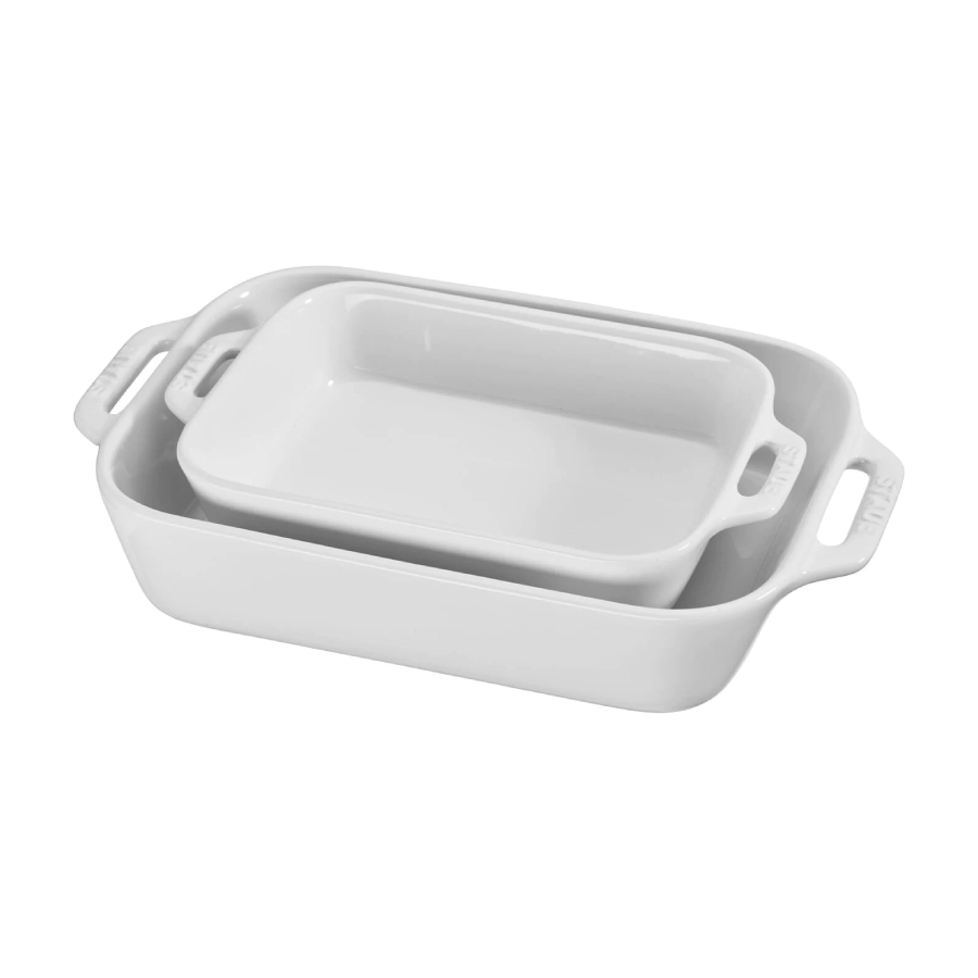 Plats de cuisson en céramique - Ensemble de 2 pièces - Blanc