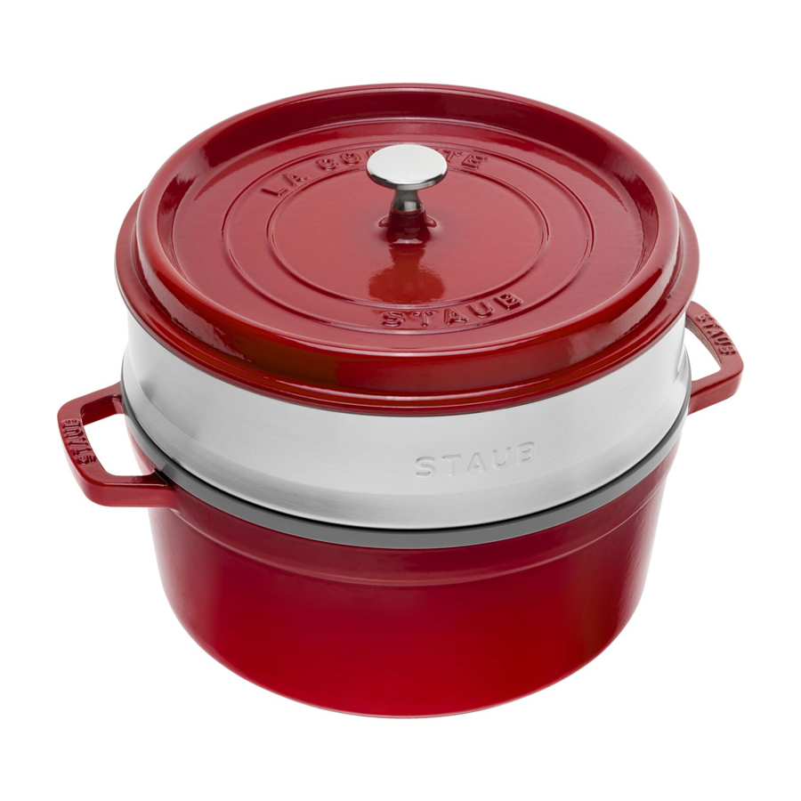 5.25 L Cast Iron Cocotte with Steamer - Cherry
