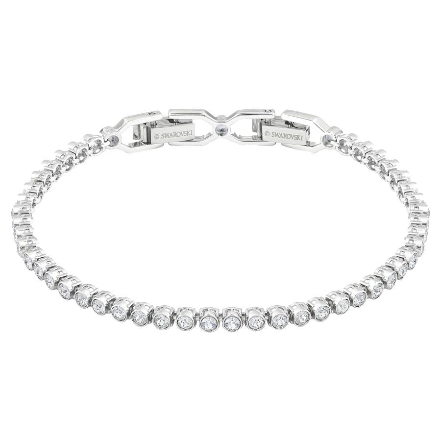 Emily Tennis Bracelet White Round cut - Rhodium Plated