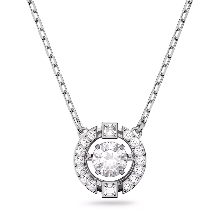 Collier Swarovski coupe ronde Sparkling Dance - Blanc / Métal rhodié