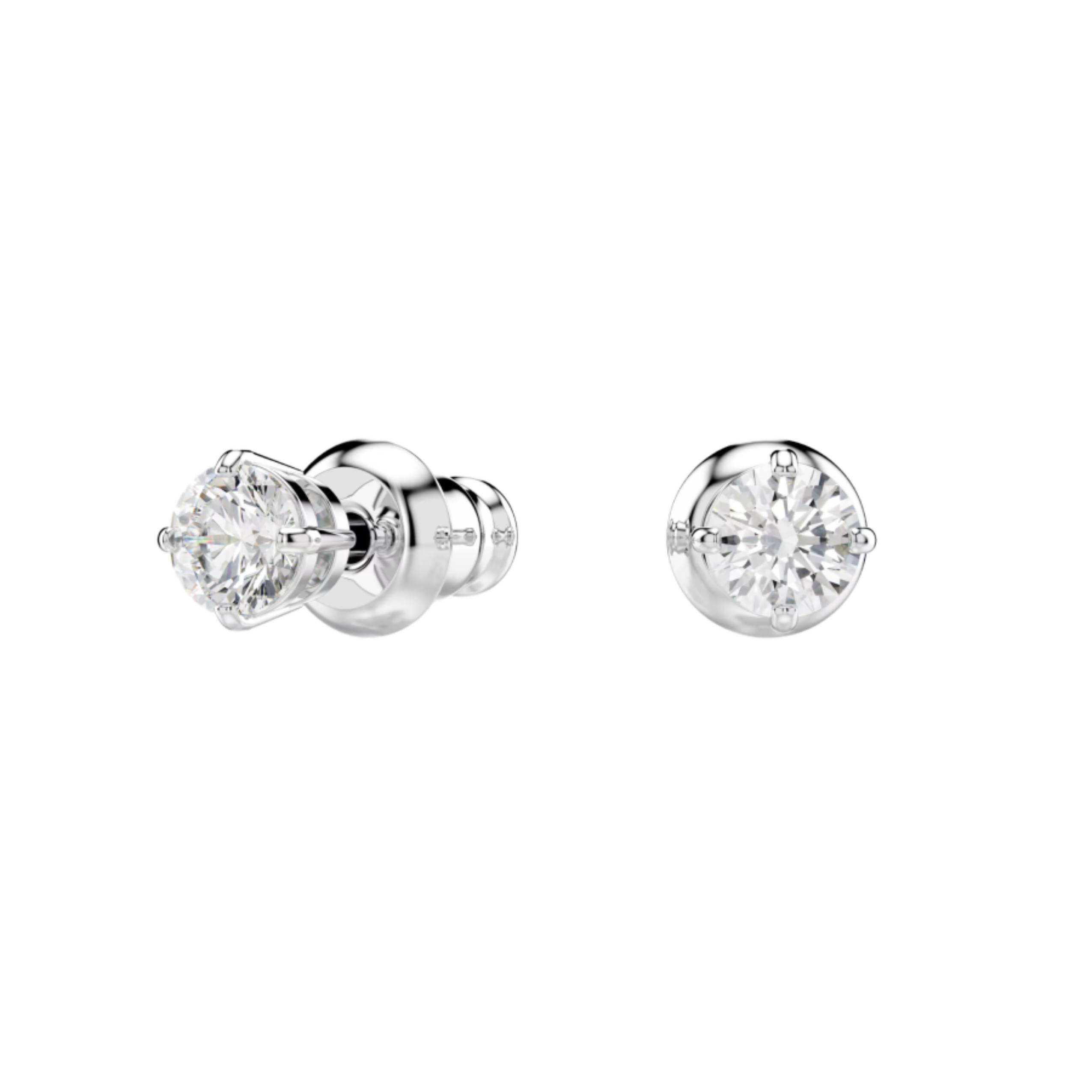 Stilla Attract Round Cubic Zirconia Stud Earrings - White Rhodium Plated
