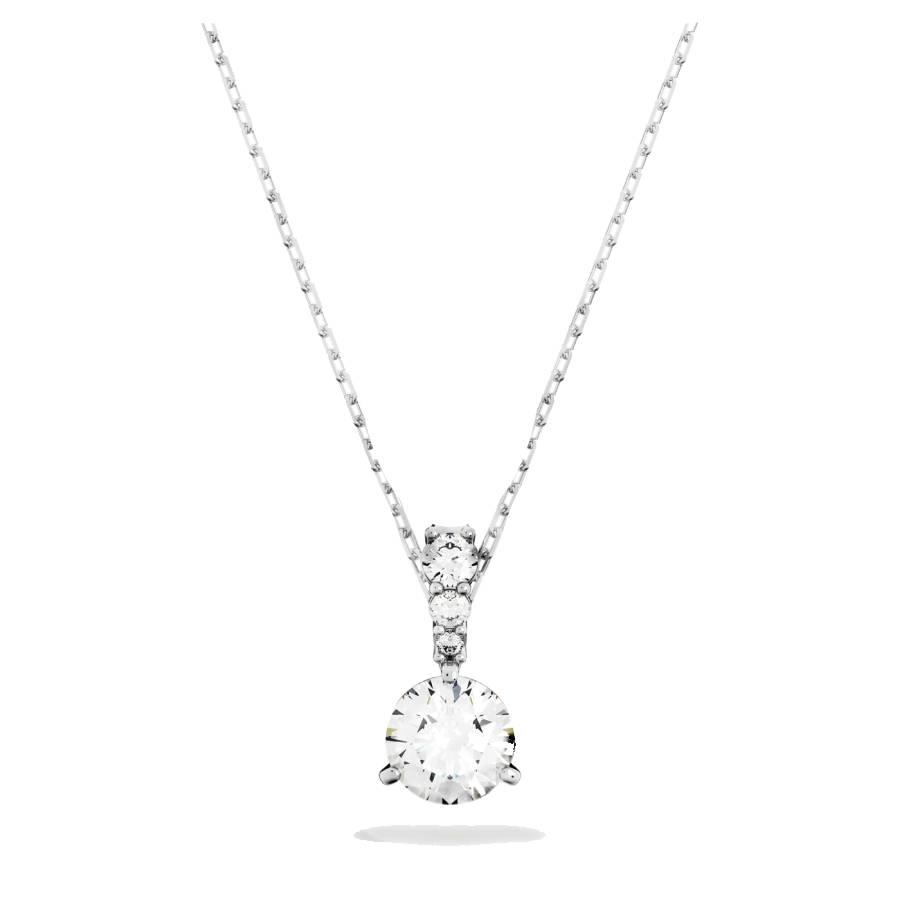 Solitaire Pendant Round Cut - White Rhodium Plated