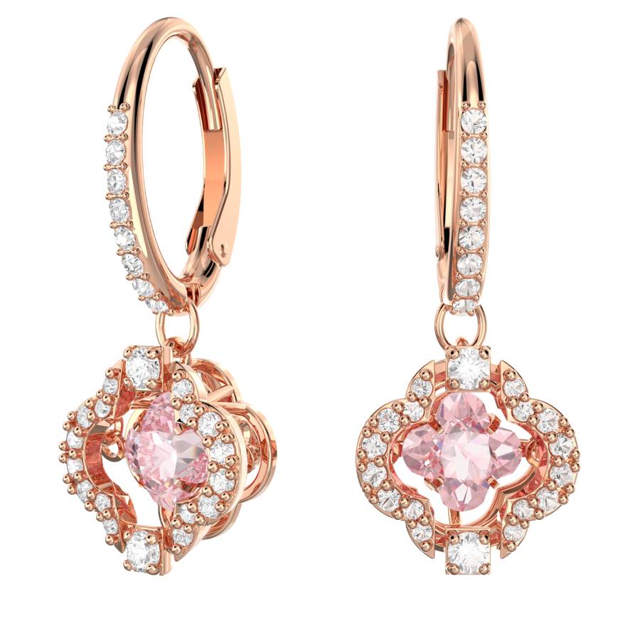 Una Pink Clover Drop Earrings - Rose Gold Finish