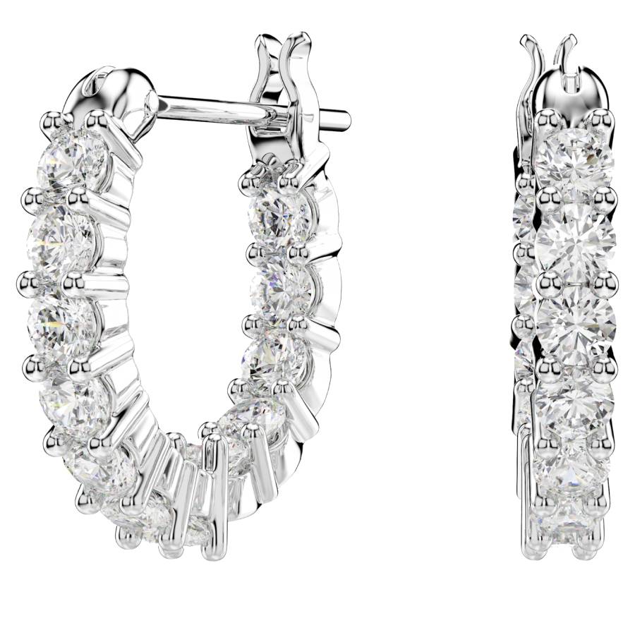 Matrix Vittore White Round cut Hoop Earrings - Rhodium Plated