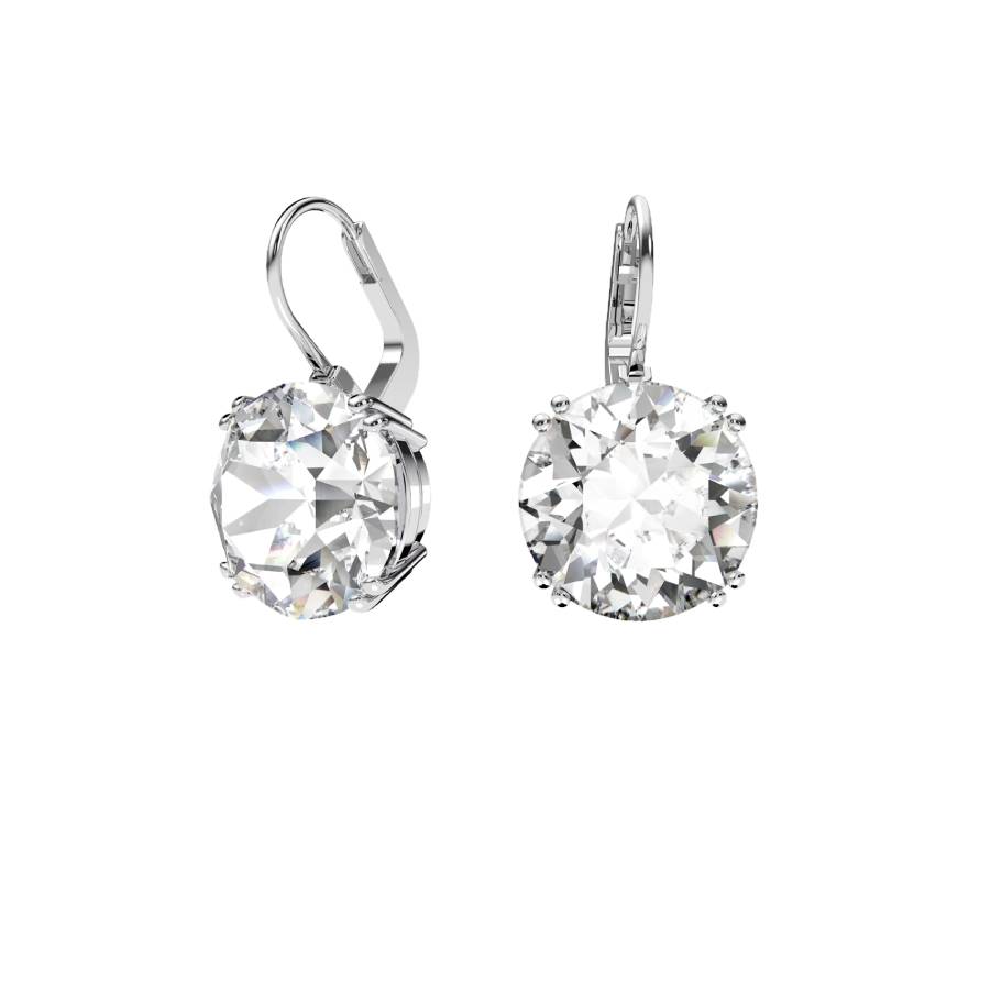 Millenia Drop Earrings Round Cut - White - Rhodium Plated