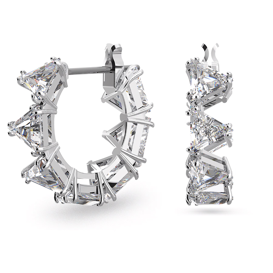 Anneaux d'oreilles coupe triangle Ortyx - Blanc / Plaqué rhodium