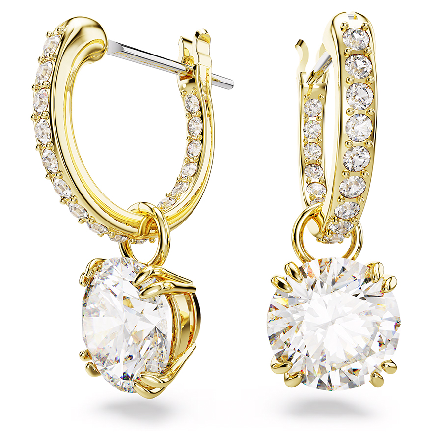 Pendants d'oreilles coupr ronde Constella - Blanc / Or
