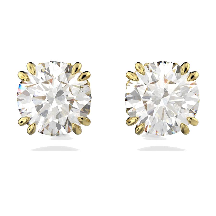 Stilla Stud Earrings Round Cute - White 18K Gold Finish