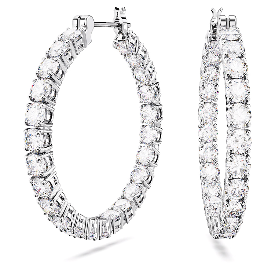 Anneaux d'oreilles coupe ronde Matrix - Blanc