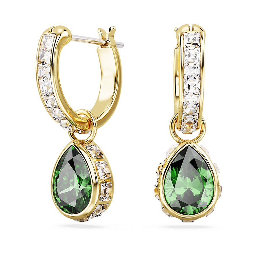 Pendants d'oreilles taille poire Stilla - Vert / Or